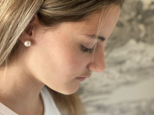 Freshwater Button Pearl Earrings | Large 10.5mm from Chele Clarkin Jewellery