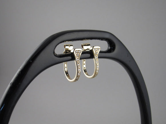 Horseshoe Nail Hoop Earrings in Yellow Gold with parve set diamonds by Chele Clarkin