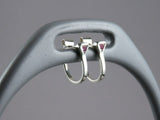 Horseshoe Nail Hoop Earrings in Sterling Silver Pink Stones by Chele Clarkin