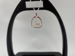 Fine Stirrup Pendant with Running Hare from Chele Clarkin Jewellery