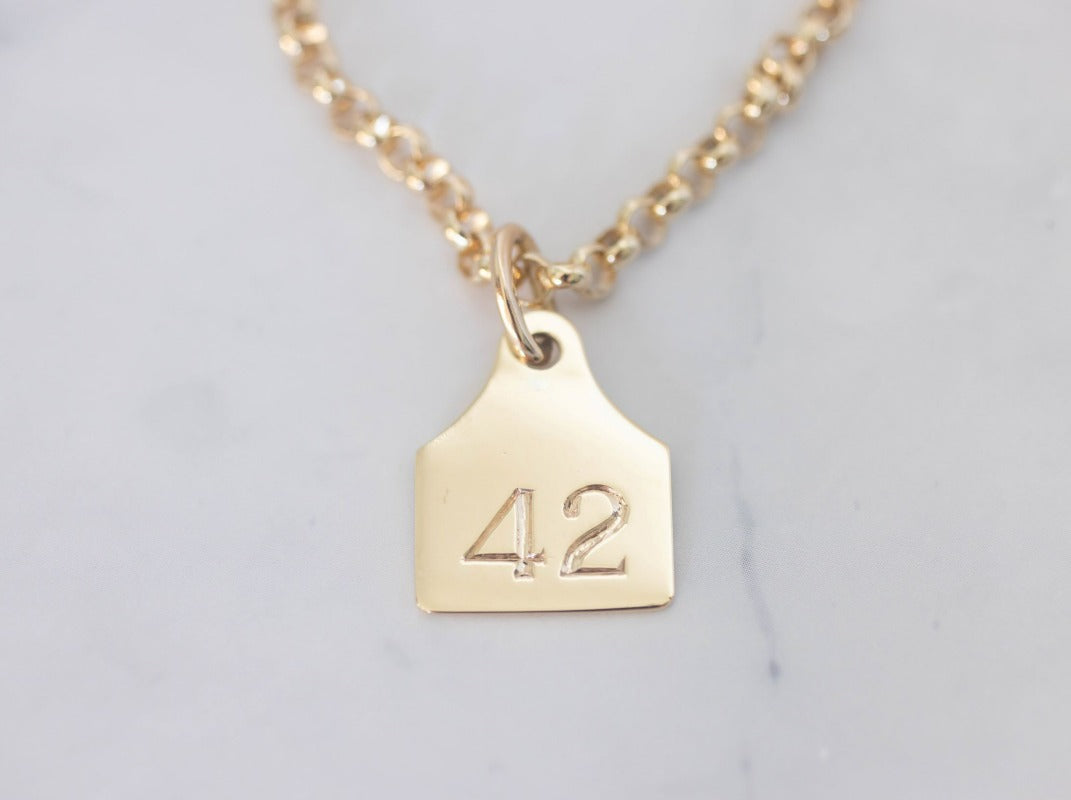 Cattle ear tag necklace on sale