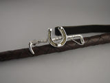 Whip with Horsehair Horseshoe Stockpin from Chele Clarkin Jewellery