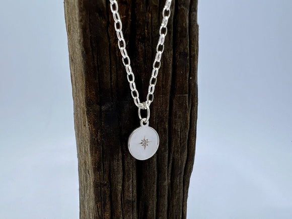 Mini Disc Tag Pendant with Diamond and Chain Set from Chele Clarkin Jewellery