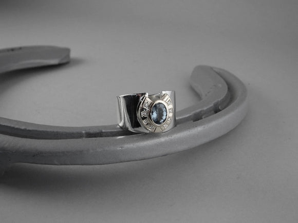 Wide Band Horseshoe with Stone and Diamonds Ring from Chele Clarkin Jewellery