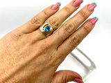 Wide Band Two-Tone Horseshoe with Stone Ring from Chele Clarkin Jewellery