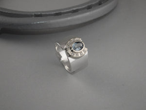 Wide Band Horseshoe with Stone and Diamonds Ring from Chele Clarkin Jewellery