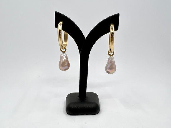 9ct Yellow Gold Hoop Earrings | Pearl Drop Option from Chele Clarkin Jewellery
