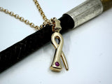 Nail Ribbon Pendant with Pink Sapphire from Chele Clarkin Jewellery