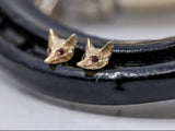 Small Fox Head Stud Earrings with Ruby Gemstone eyes from Chele Clarkin Jewellery