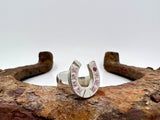One-Off Horseshoe Ring with Pink Stones | Large 17.3mm from Chele Clarkin Jewellery